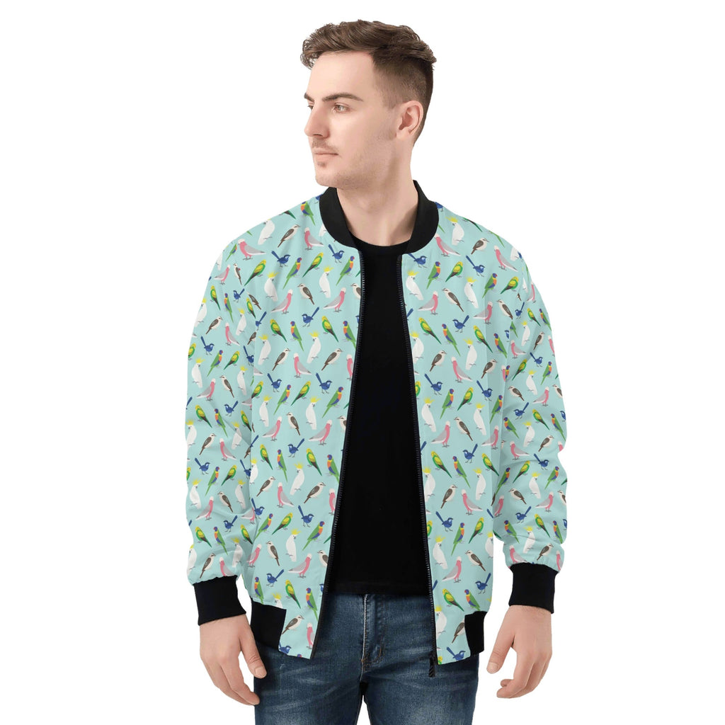Australian Birds Mens Zip Up Bomber Jacket Printed Offshore