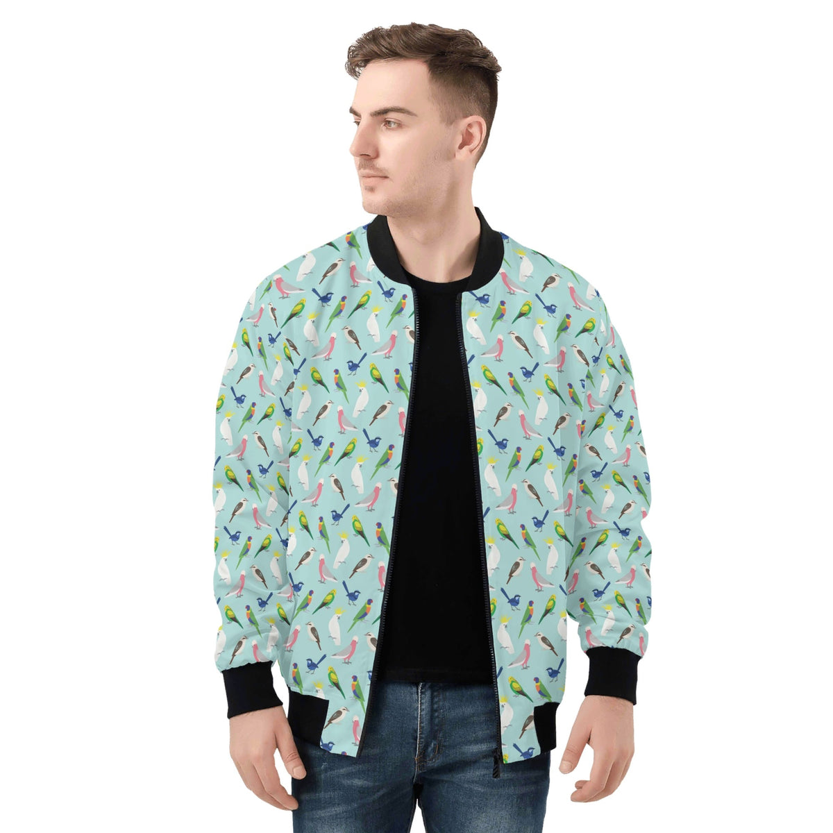 Australian Birds Mens Zip Up Bomber Jacket Printed Offshore