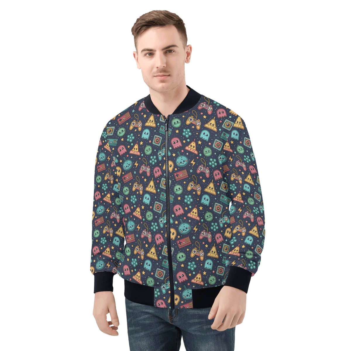 Video Game Mens Zip Up Bomber Jacket 4XL Mens Zip Up Bomber Jacket Printed Offshore