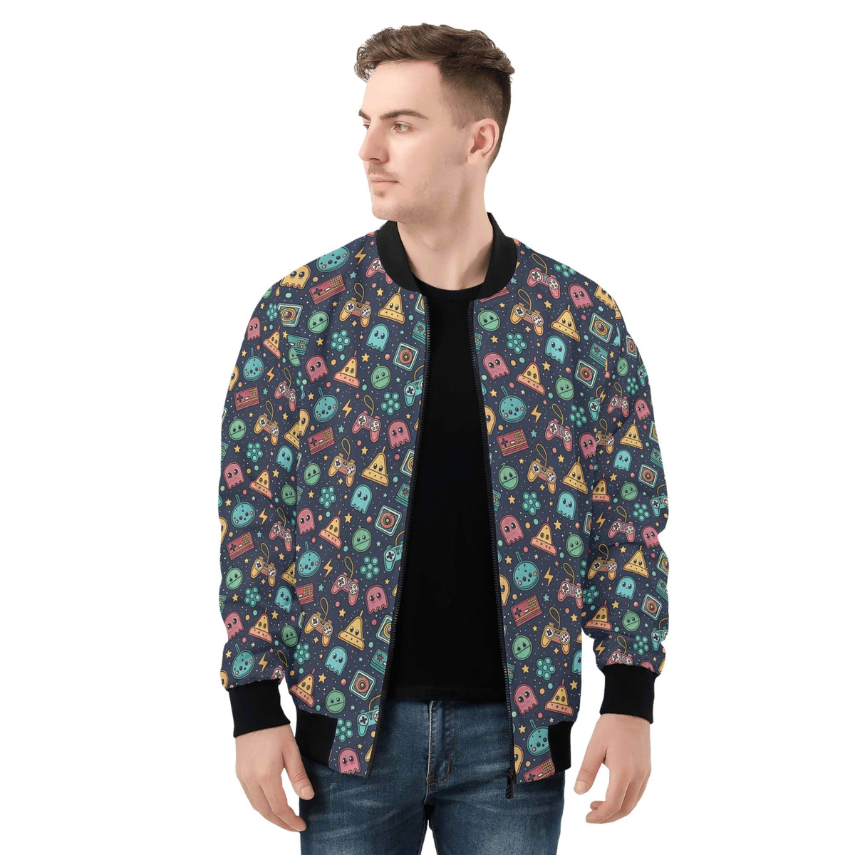 Video Game Mens Zip Up Bomber Jacket Mens Zip Up Bomber Jacket Printed Offshore