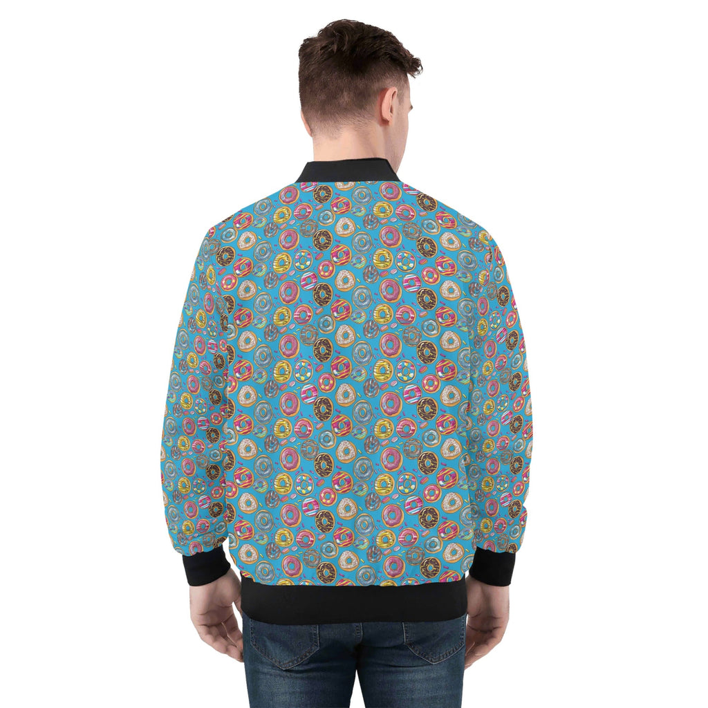Doughnuts On Blue Mens Zip Up Bomber Jacket Mens Zip Up Bomber Jacket Printed Offshore
