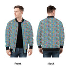 Doughnuts On Blue Mens Zip Up Bomber Jacket Mens Zip Up Bomber Jacket Printed Offshore