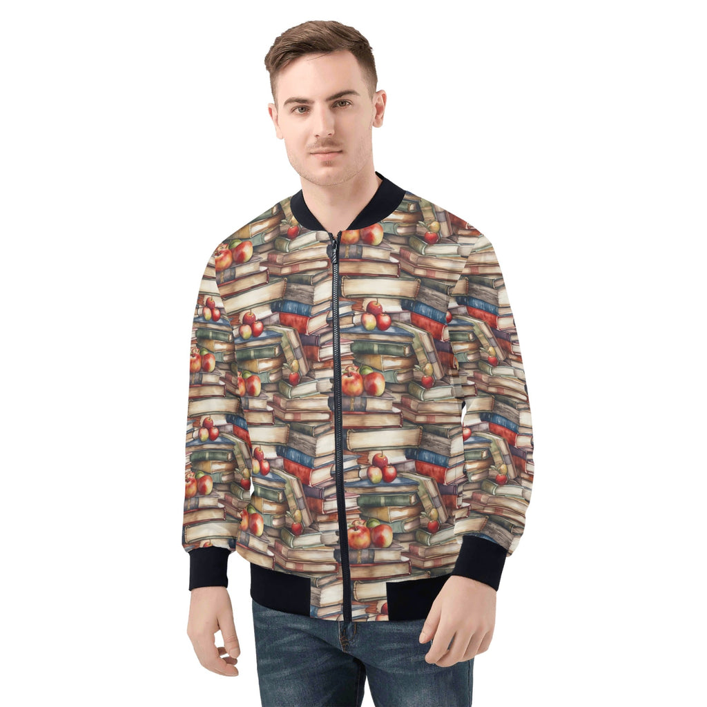 Watercolour Books Mens Zip Up Bomber Jacket 4XL Mens Zip Up Bomber Jacket Printed Offshore