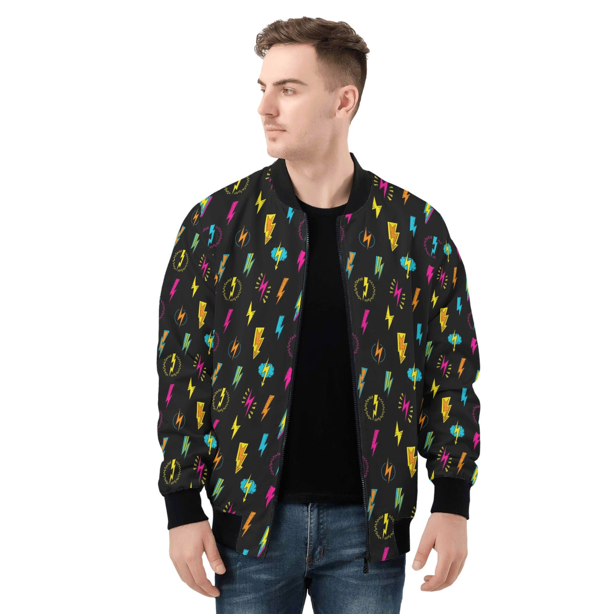 Fun Lightning Mens Zip Up Bomber Jacket Mens Zip Up Bomber Jacket Printed Offshore