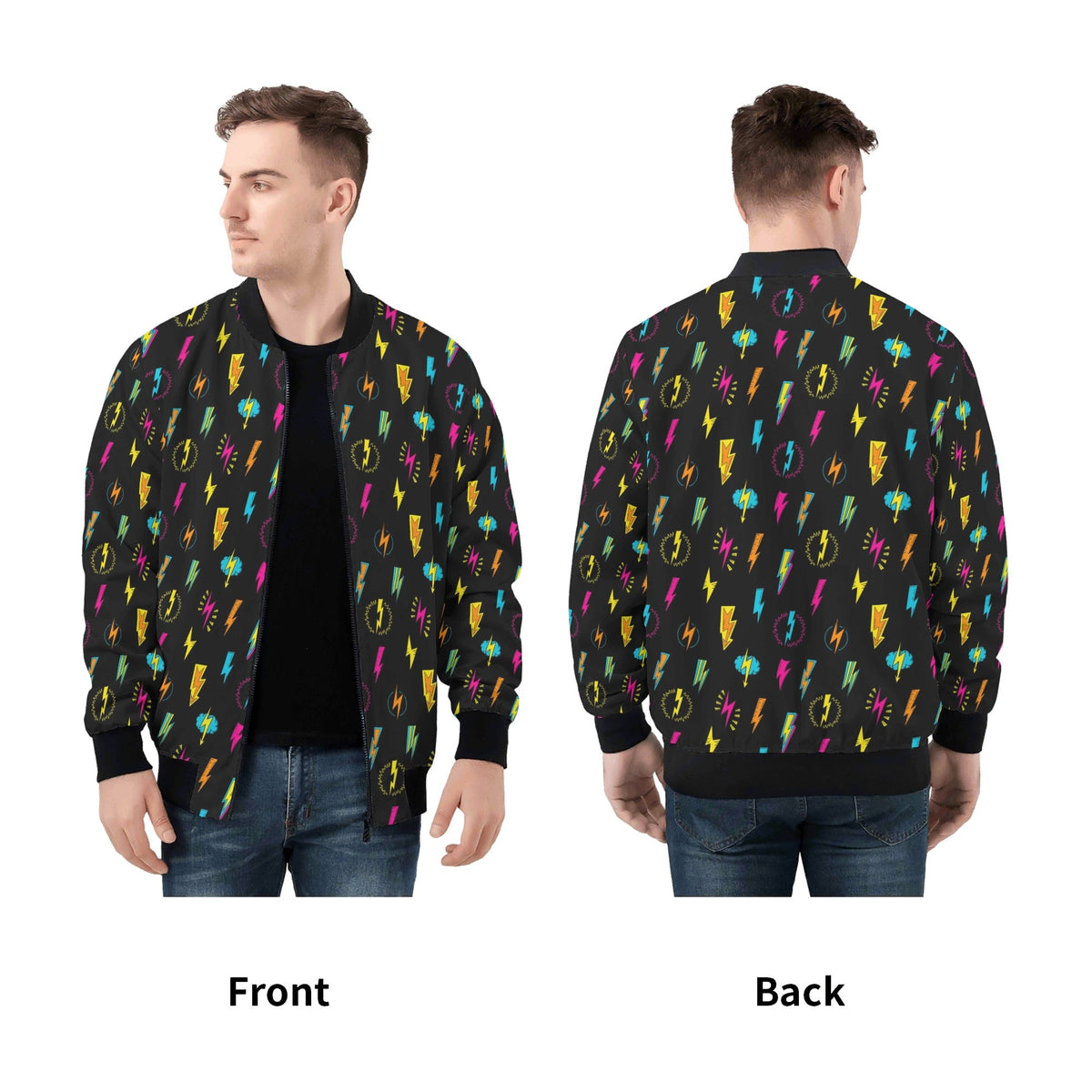 Fun Lightning Mens Zip Up Bomber Jacket Mens Zip Up Bomber Jacket Printed Offshore