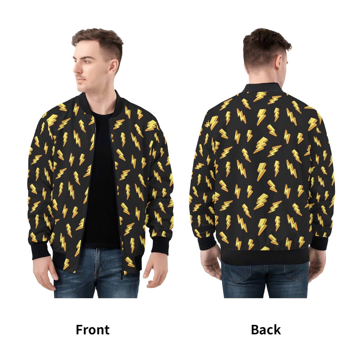 Lightning Bolts Mens Zip Up Bomber Jacket Mens Zip Up Bomber Jacket Printed Offshore