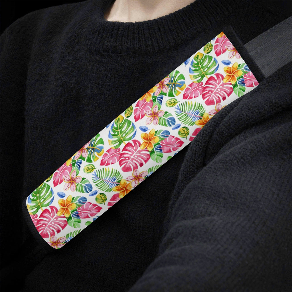 Bright Painted Tropical Car Seat Belt Cover Car Seat Belt Covers (Single or Pack of 2) Plants Printed Offshore