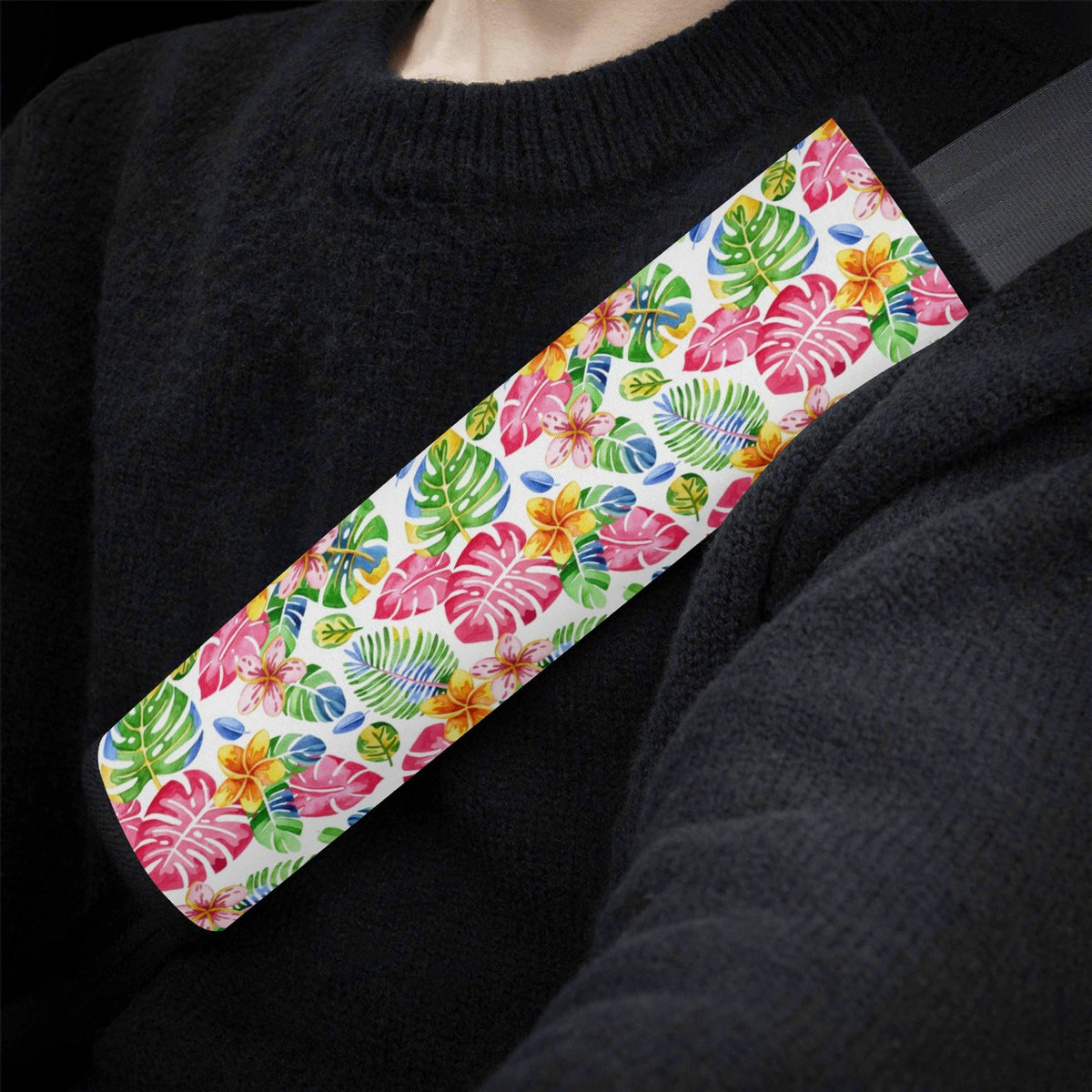 Bright Painted Tropical Car Seat Belt Cover Car Seat Belt Covers (Single or Pack of 2) Plants Printed Offshore
