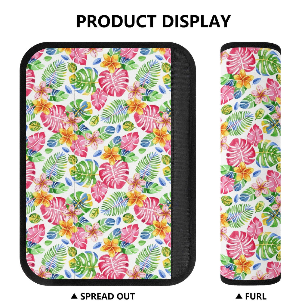 Bright Painted Tropical Car Seat Belt Cover Car Seat Belt Covers (Single or Pack of 2) Plants Printed Offshore