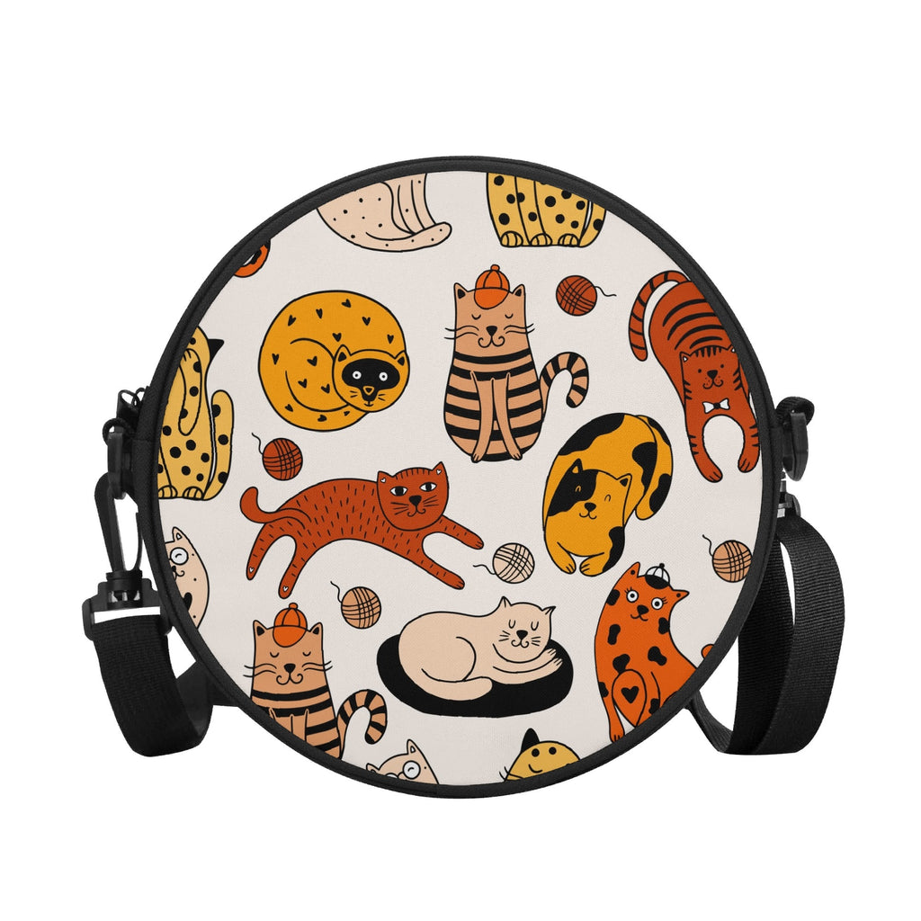 Cat Nap Round Canvas Crossbody Bag Round Crossbody Bag animal Printed Offshore