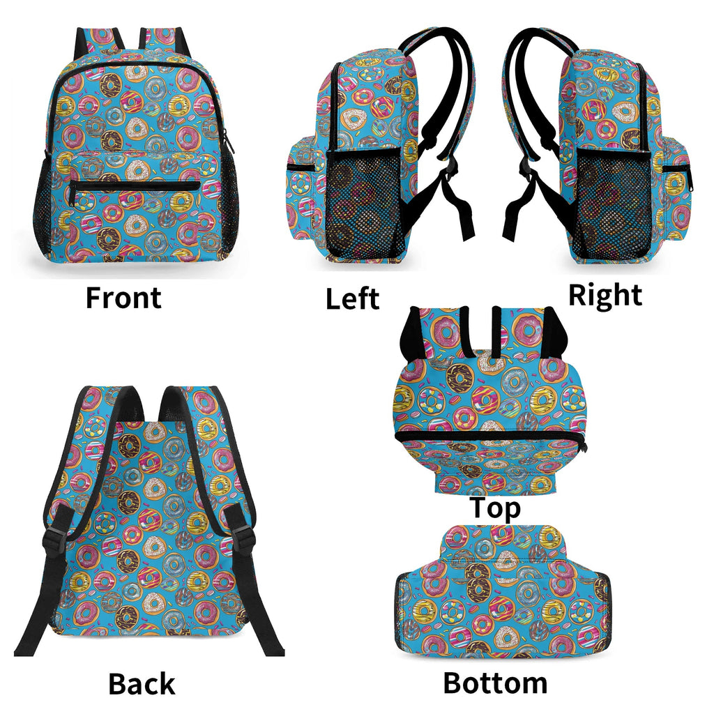 Doughnuts On Blue Small Kids Backpack Kids Backpack Food Printed Offshore