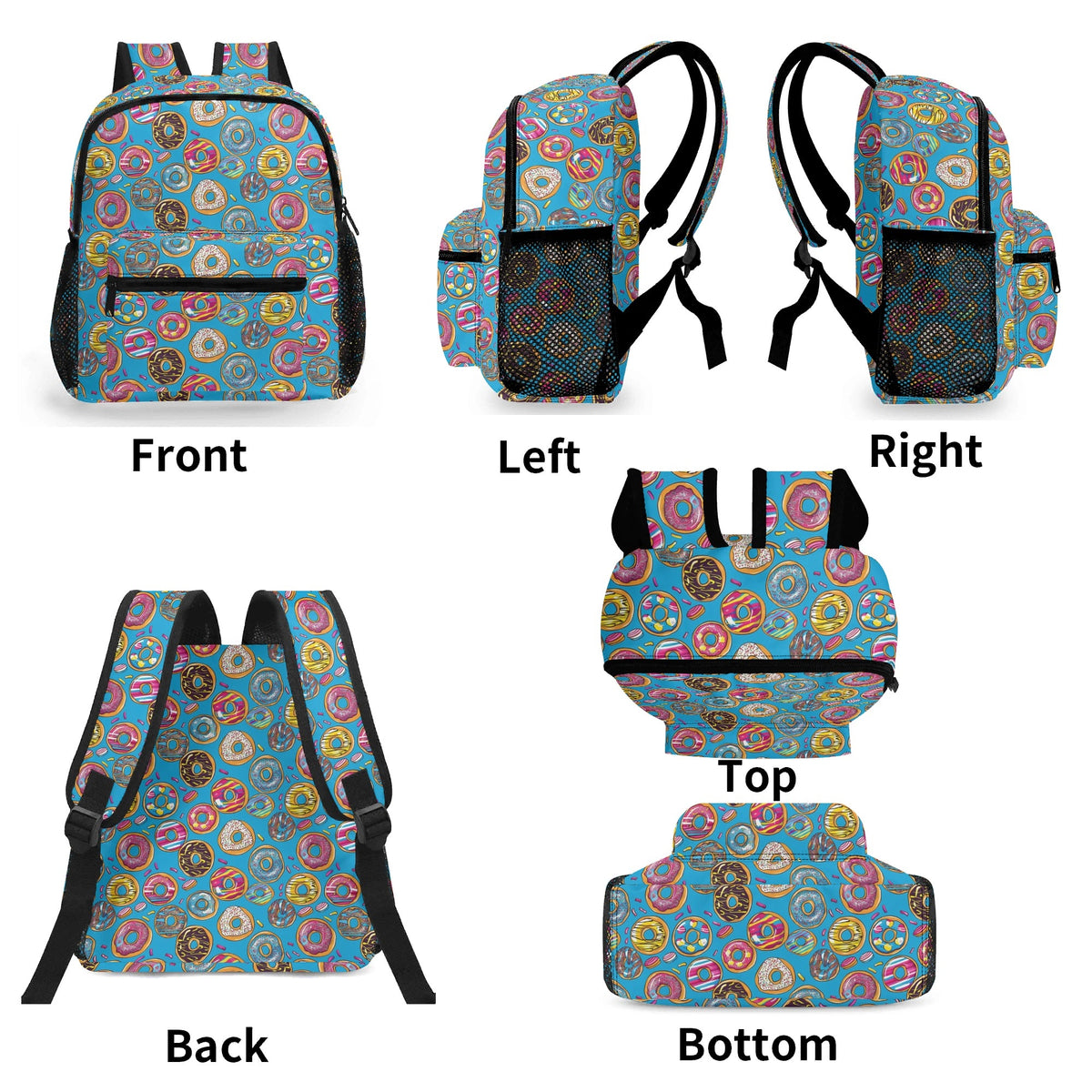 Doughnuts On Blue Small Kids Backpack Kids Backpack Food Printed Offshore