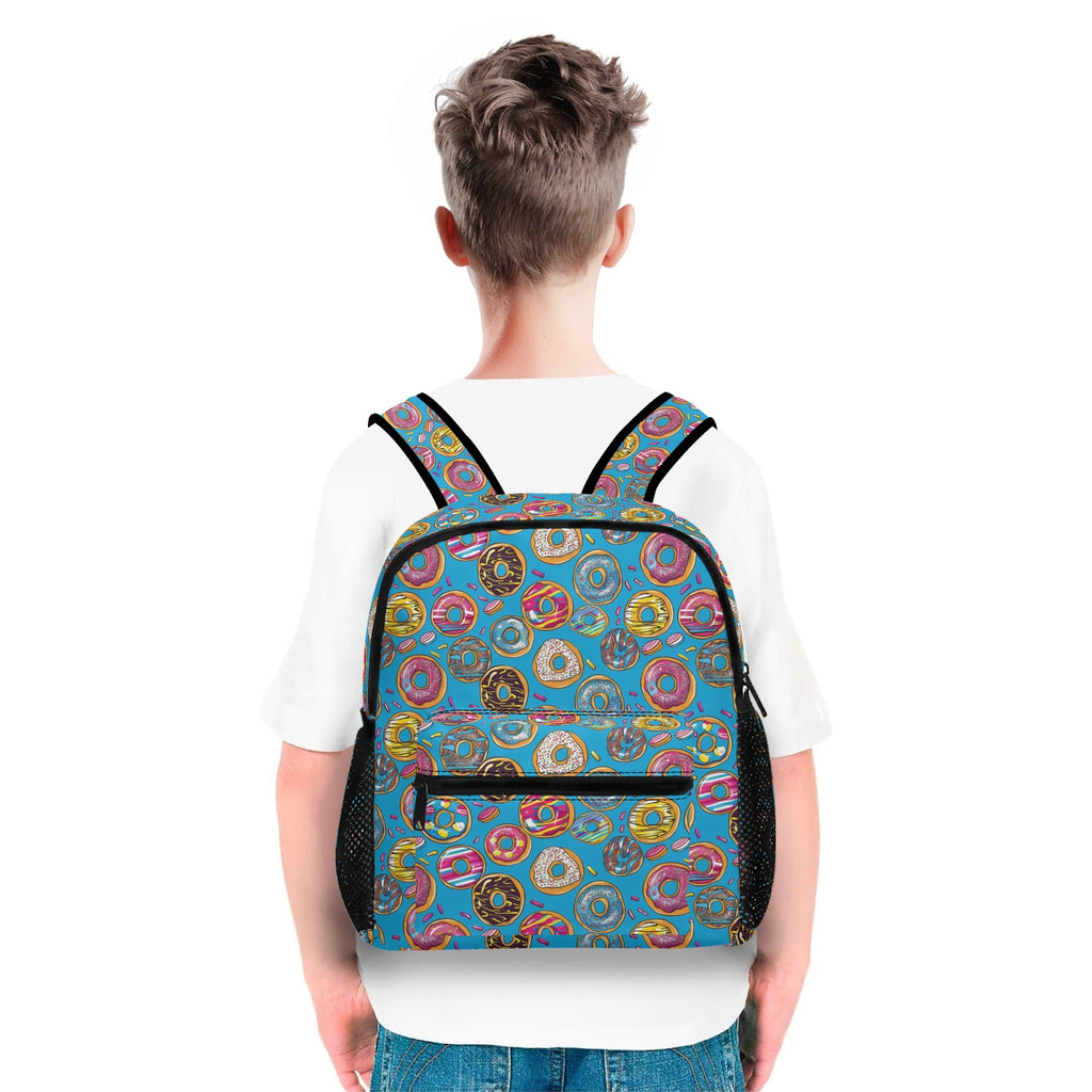 Doughnuts On Blue Small Kids Backpack Kids Backpack Food Printed Offshore