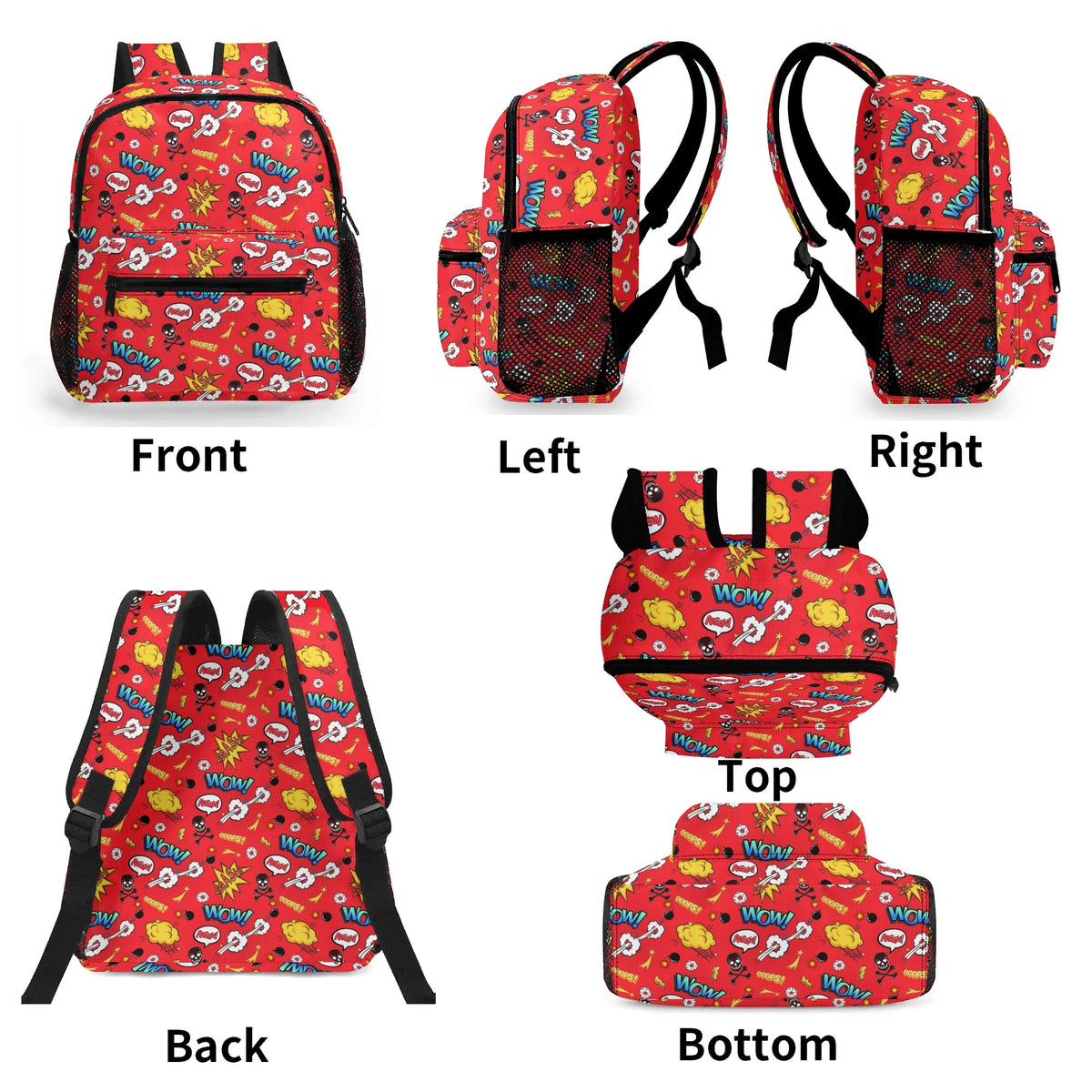 Comic Book Red Small Kids Backpack Kids Backpack comic Printed Offshore