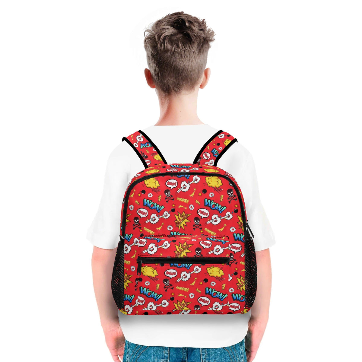 Comic Book Red Small Kids Backpack Kids Backpack comic Printed Offshore