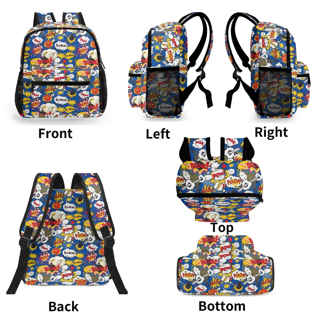 Blue Comic Book Small Kids Backpack Kids Backpack comic Printed Offshore