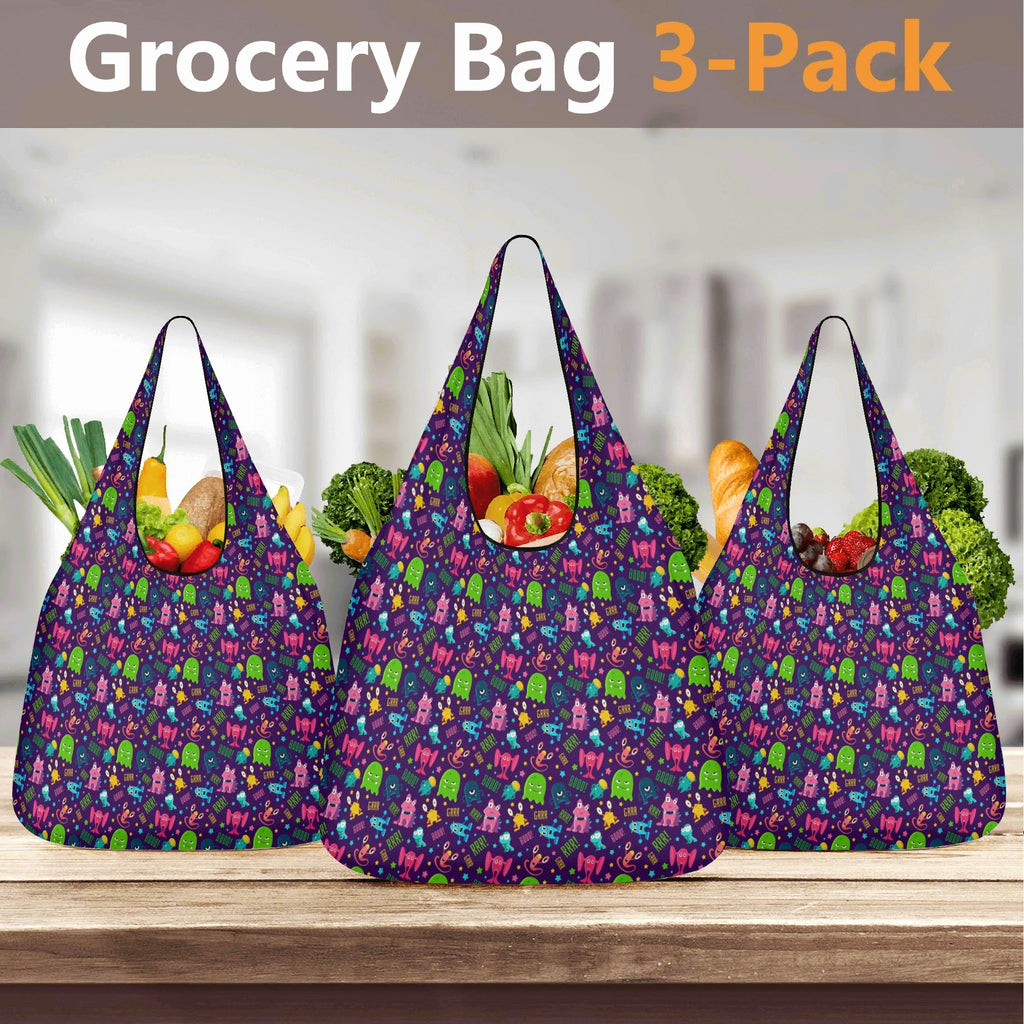 Cheeky Aliens 3 Pack of Foldable Shopping Bags Printed Offshore