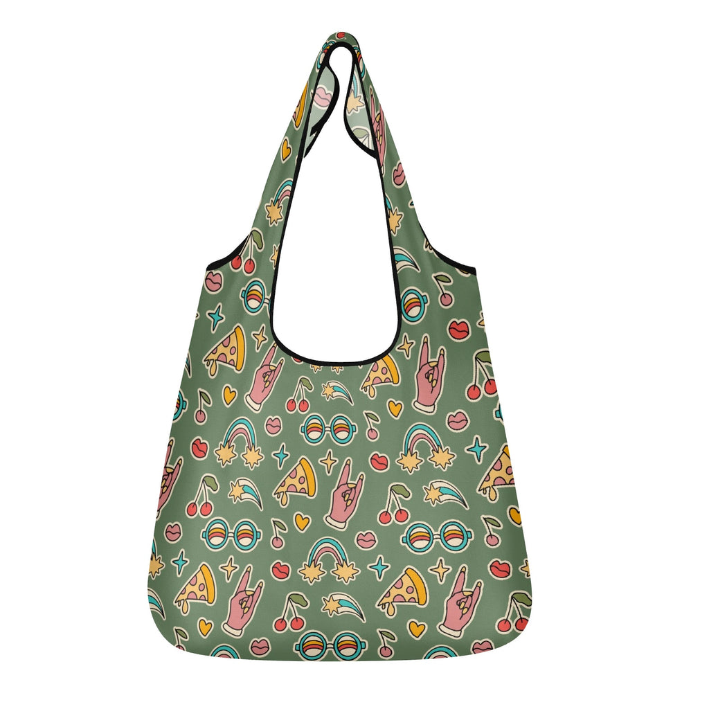 Groovy Retro Pack of Foldable Shopping Bags Default Title Printed Offshore