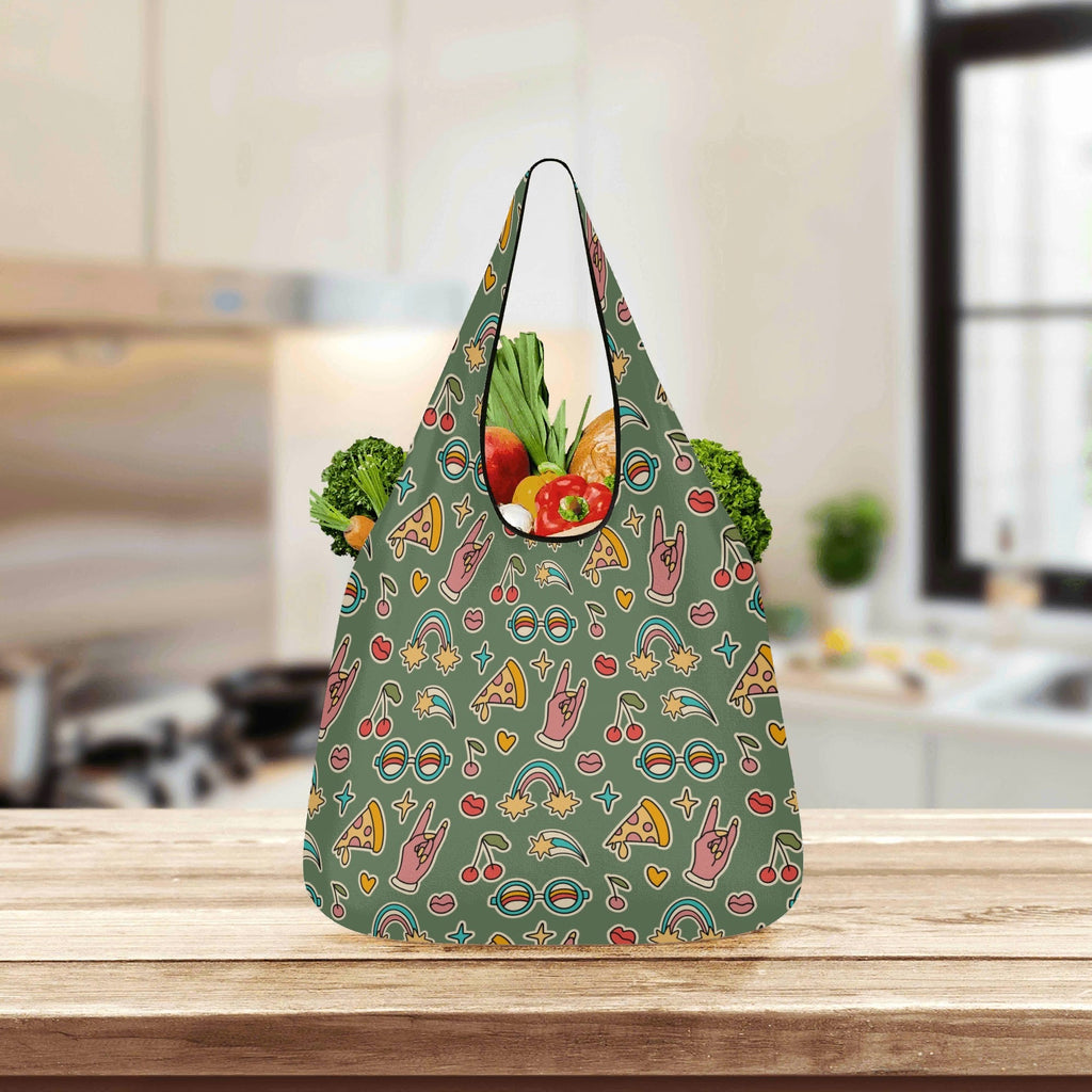 Groovy Retro Pack of Foldable Shopping Bags Printed Offshore