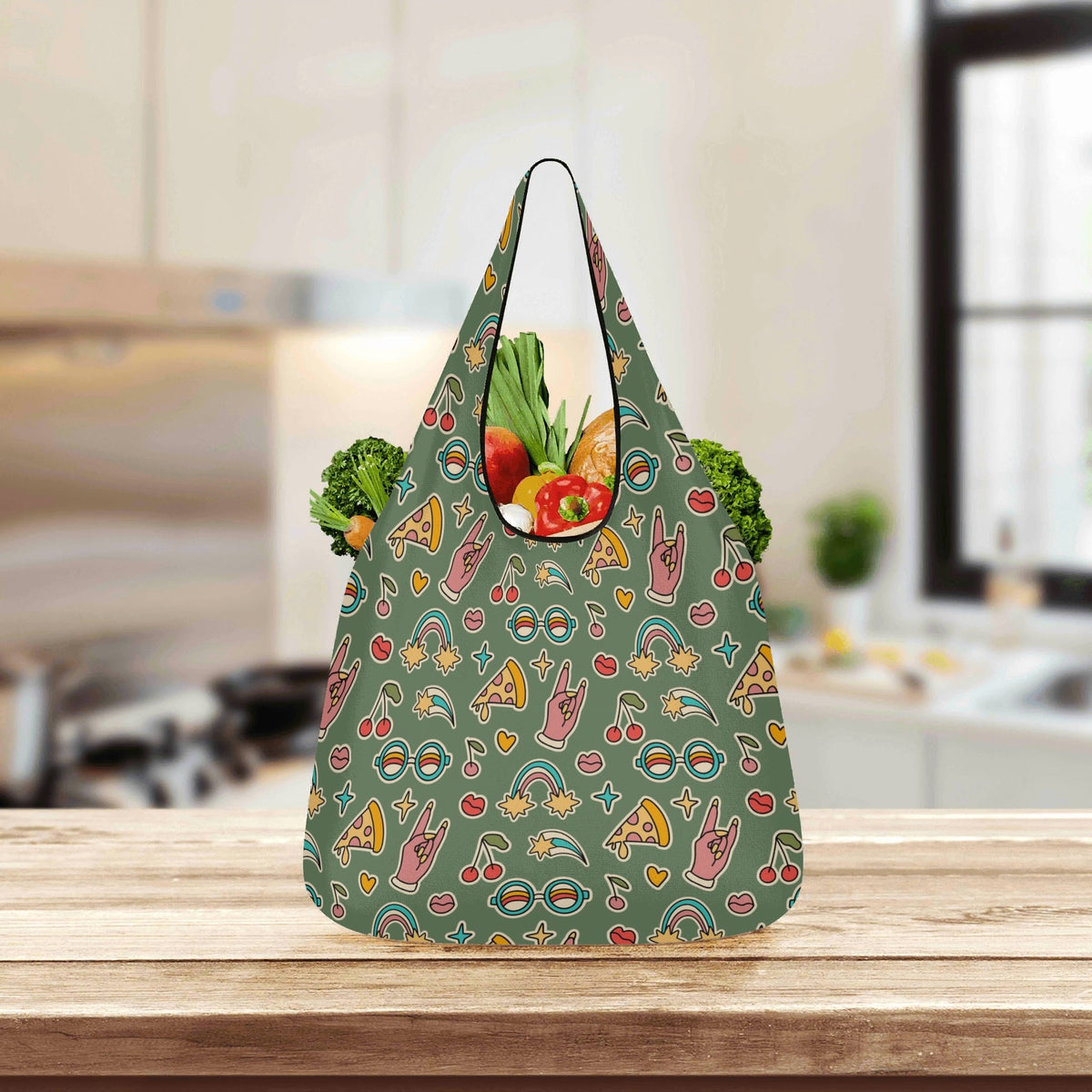 Groovy Retro Pack of Foldable Shopping Bags Printed Offshore