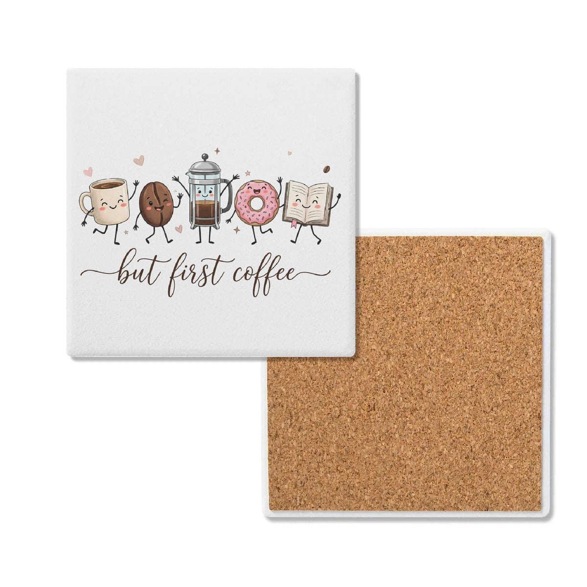 But First Coffee Square Ceramic Coasters 4 Pcs Default Title Square Ceramic Coaster 4pcs Printed Offshore