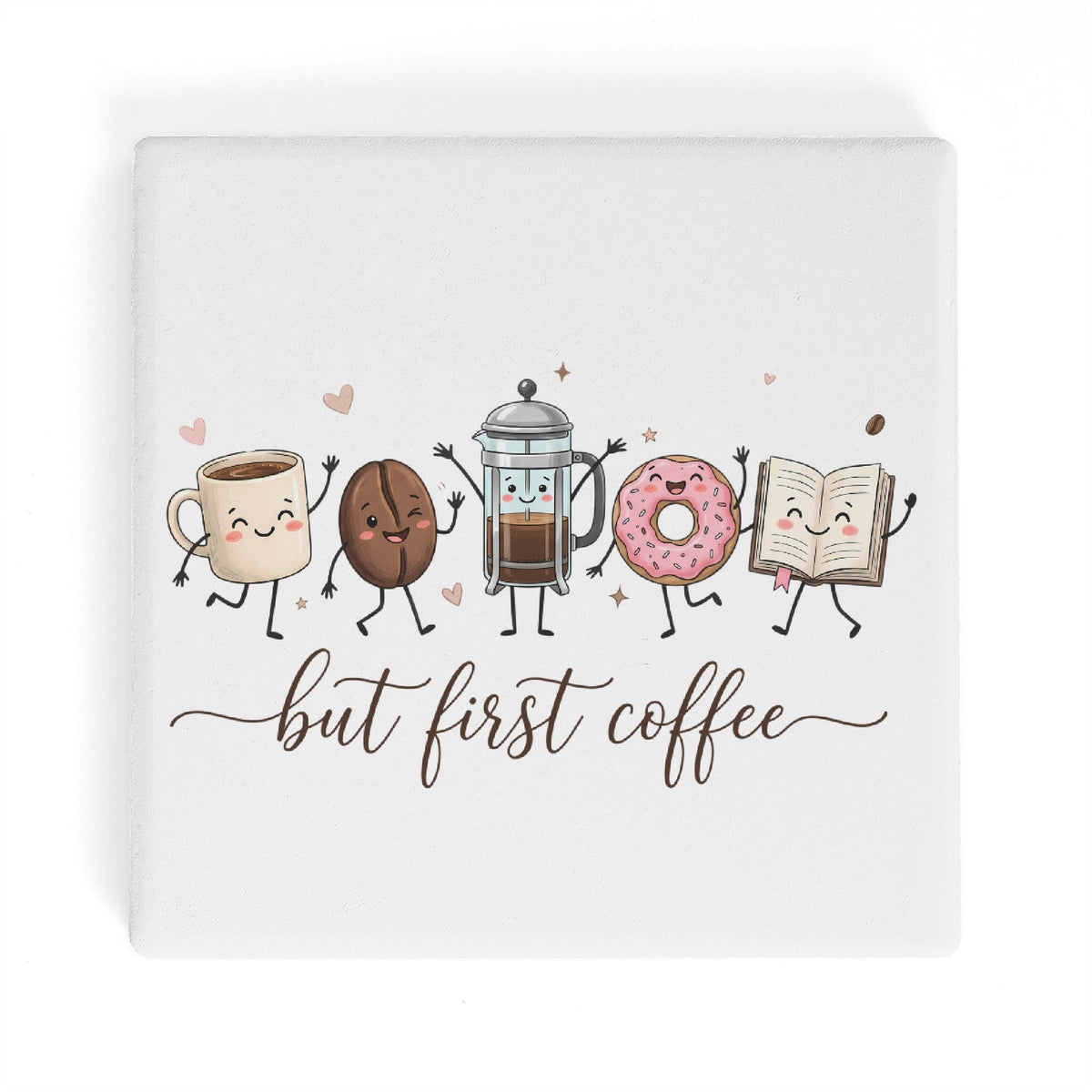But First Coffee Square Ceramic Coasters 4 Pcs Square Ceramic Coaster 4pcs Printed Offshore