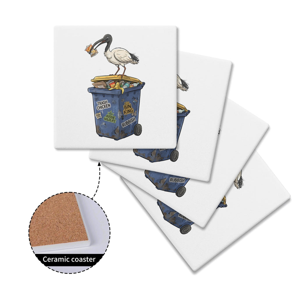 Bin Chicken Australian Ibis Square Ceramic Coasters 4 Pcs Square Ceramic Coaster 4pcs Printed Offshore