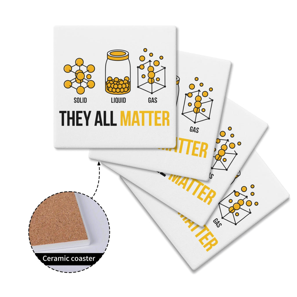 Solid Liquid Gas They All Matter Square Ceramic Coasters 4 Pcs Square Ceramic Coaster 4pcs Printed Offshore