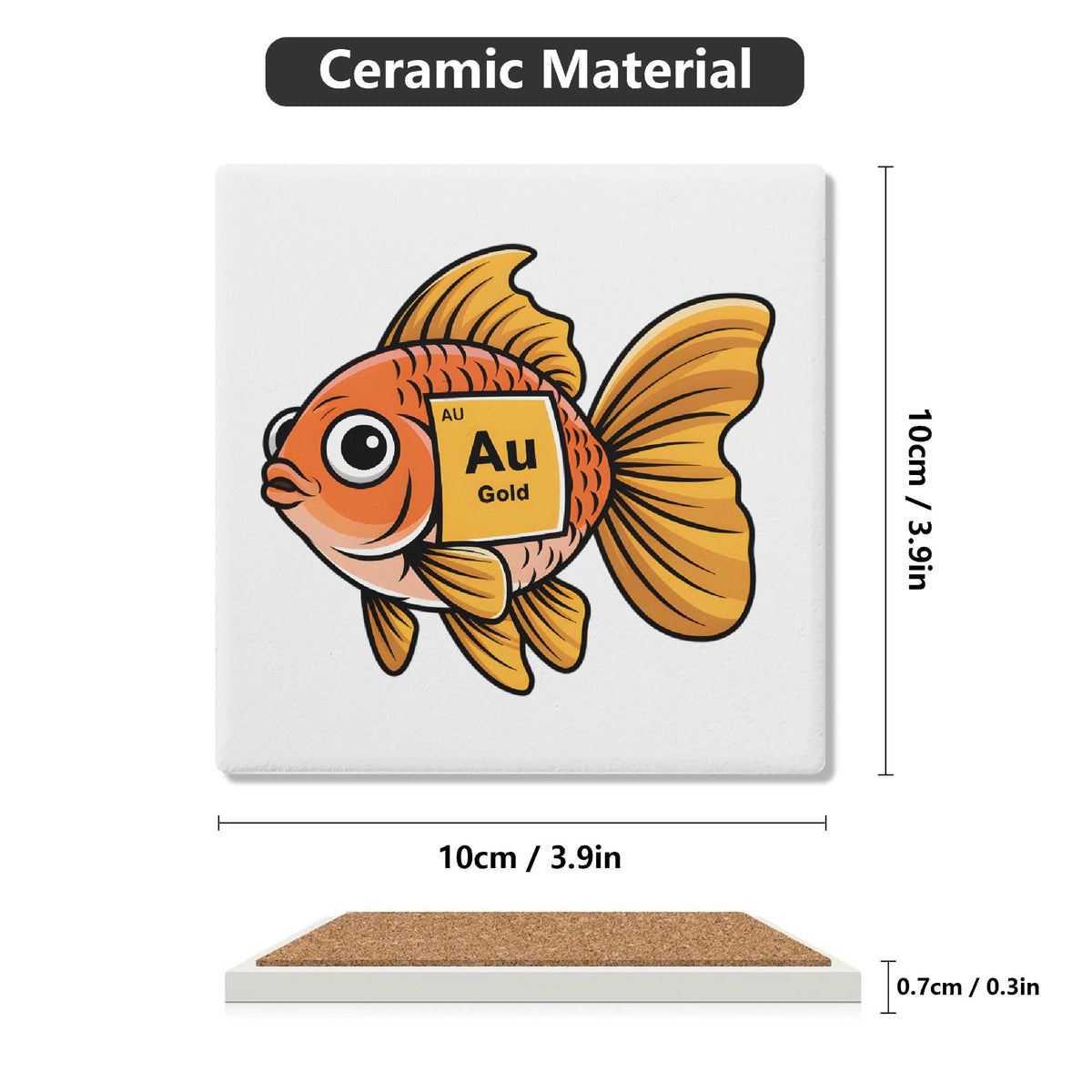 Gold Fish Periodic Table Square Ceramic Coasters 4 Pcs Square Ceramic Coaster 4pcs Printed Offshore
