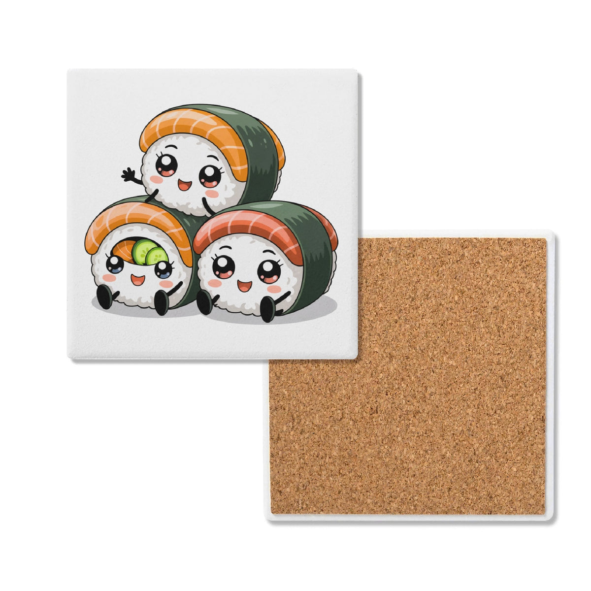 Cute Sushi Square Ceramic Coasters 4 Pcs Default Title Square Ceramic Coaster 4pcs Printed Offshore
