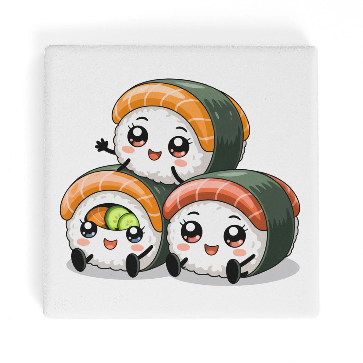 Cute Sushi Square Ceramic Coasters 4 Pcs Square Ceramic Coaster 4pcs Printed Offshore