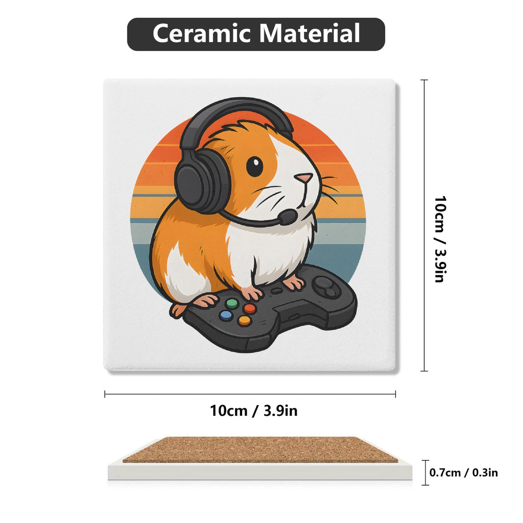 Guinea Pig Gamer Square Ceramic Coasters 4 Pcs Square Ceramic Coaster 4pcs Printed Offshore