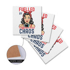 Fuelled By Caffeine And Chaos Retro Woman Square Ceramic Coasters 4 Pcs Square Ceramic Coaster 4pcs Printed Offshore