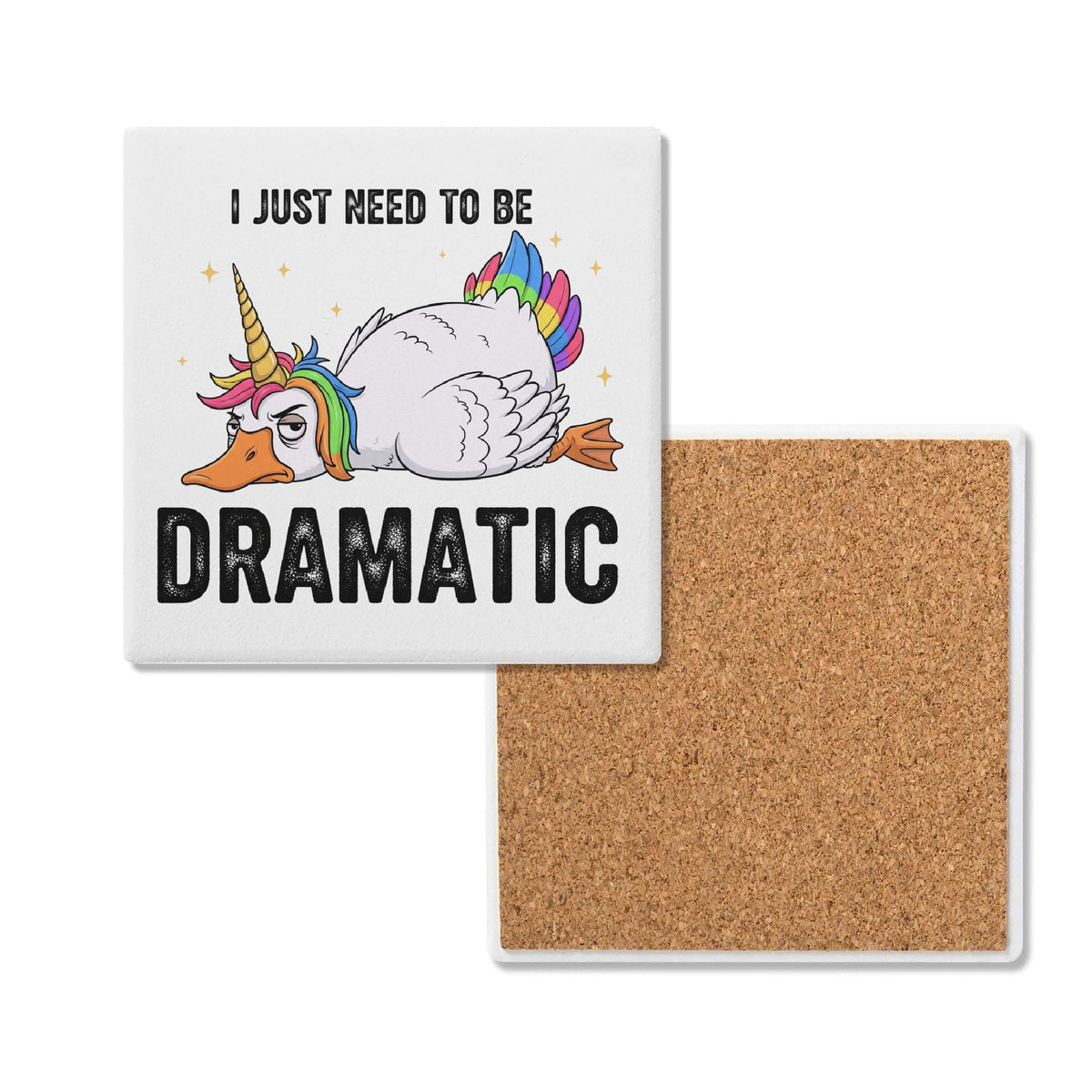 Dramatic Rainbow Unicorn Goose Square Ceramic Coasters 4 Pcs Default Title Square Ceramic Coaster 4pcs Printed Offshore