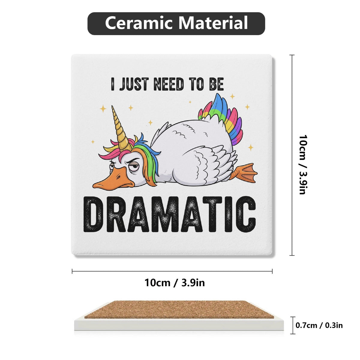 Dramatic Rainbow Unicorn Goose Square Ceramic Coasters 4 Pcs Square Ceramic Coaster 4pcs Printed Offshore