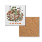 Stay Weird Guitar Playing Frog On Snail Square Ceramic Coasters 4 Pcs Default Title Square Ceramic Coaster 4pcs Printed Offshore