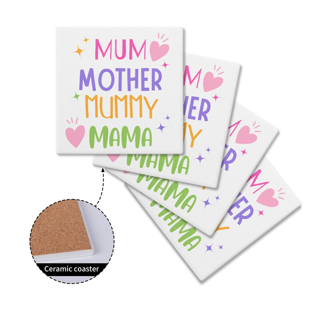 Mum Mother Mummy Mama Square Ceramic Coasters 4 Pcs Square Ceramic Coaster 4pcs Printed Offshore