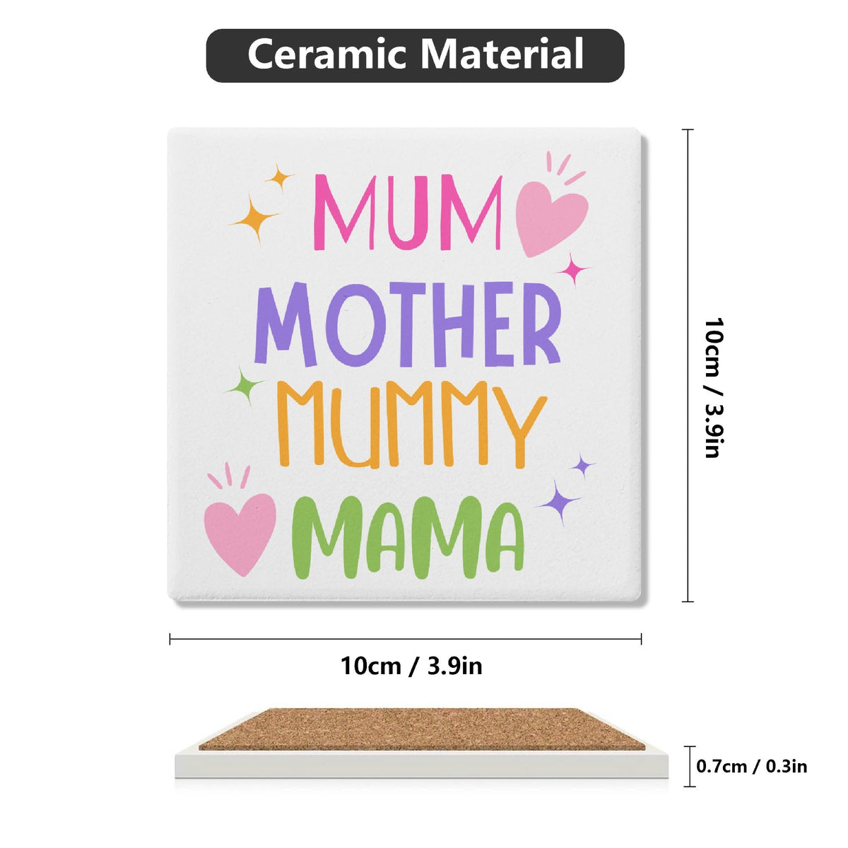 Mum Mother Mummy Mama Square Ceramic Coasters 4 Pcs Square Ceramic Coaster 4pcs Printed Offshore