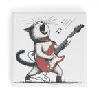 Cat Playing Guitar Square Ceramic Coasters 4 Pcs Square Ceramic Coaster 4pcs Printed Offshore