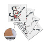 Cat Playing Guitar Square Ceramic Coasters 4 Pcs Square Ceramic Coaster 4pcs Printed Offshore