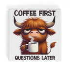 Coffee First Highland Cow Square Ceramic Coasters 4 Pcs Square Ceramic Coaster 4pcs Printed Offshore