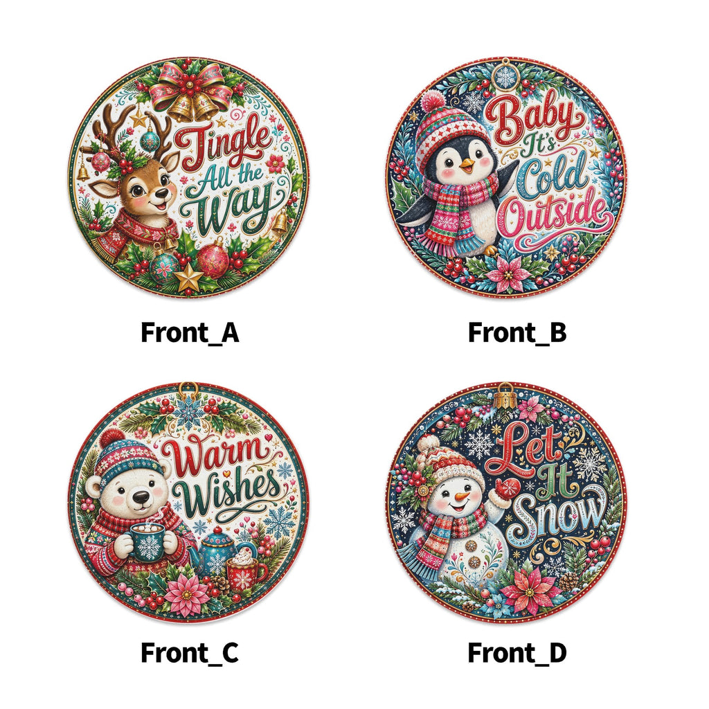 Christmas Mix 1 Round Rubber Drink Coasters Set of 4 Round Rubber Coaster Set Christmas Printed Offshore