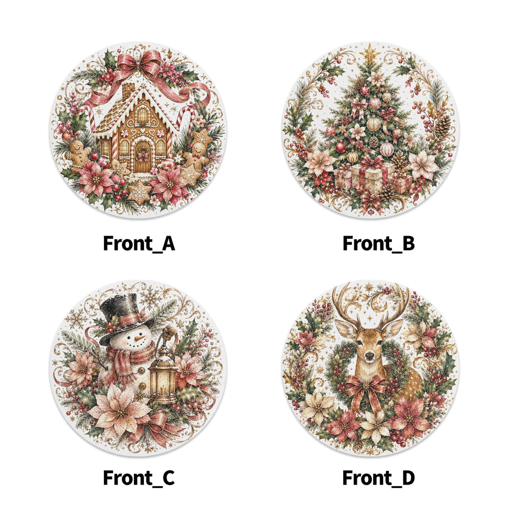 Christmas Mix 2 Round Rubber Drink Coasters Set of 4 Round Rubber Coaster Set Christmas Printed Offshore