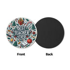 Best Teacher Ever Mix Round Rubber Drink Coasters Set of 4 Round Rubber Coaster Set Printed Offshore Teacher