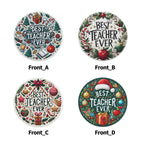 Best Teacher Ever Mix Round Rubber Drink Coasters Set of 4 Round Rubber Coaster Set Printed Offshore Teacher