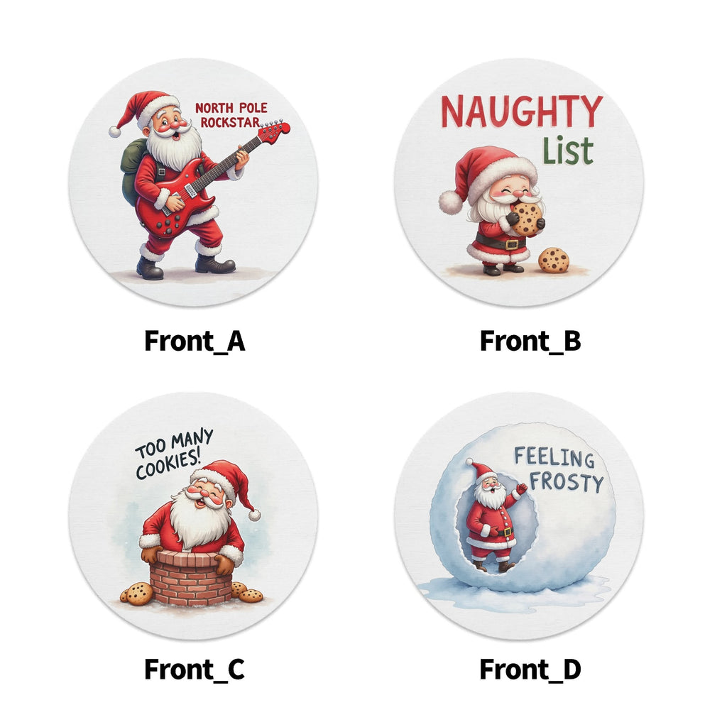 Christmas Mix 4 Round Rubber Drink Coasters Set of 4 Round Rubber Coaster Set Christmas Printed Offshore