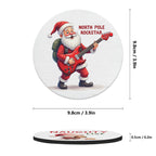 Christmas Mix 4 Round Rubber Drink Coasters Set of 4 Round Rubber Coaster Set Christmas Printed Offshore