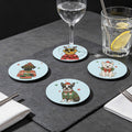 Christmas Dog Mix 1 Round Rubber Drink Coasters Set of 4 Default Title Round Rubber Coaster Set Christmas Printed Offshore