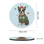 Christmas Dog Mix 1 Round Rubber Drink Coasters Set of 4 Round Rubber Coaster Set Christmas Printed Offshore