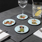 Christmas Dog Mix 2 Round Rubber Drink Coasters Set of 4 Default Title Round Rubber Coaster Set Christmas Printed Offshore